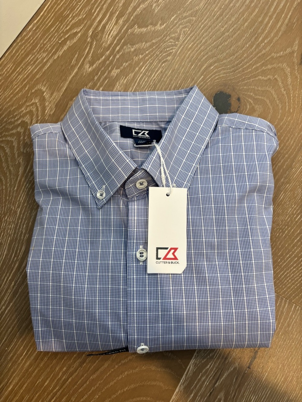 ALL NWT Long Sleeve Cutter & Buck Windowpane Check Button-Down Shirt - Picture 4 of 6